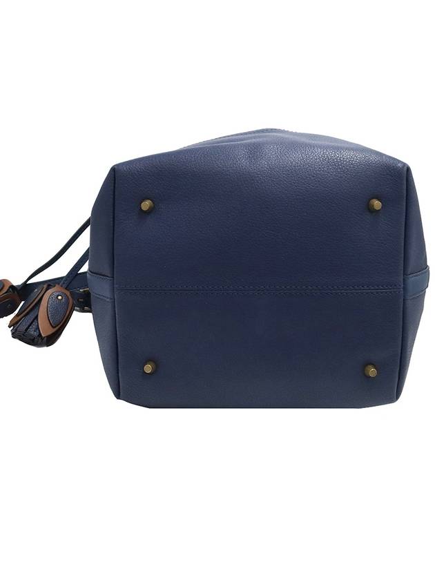 Burberry 40533241 House Check Canvas Brilliant Navy Heston Medium Bucket Bag 2WAY - BURBERRY - BALAAN 6