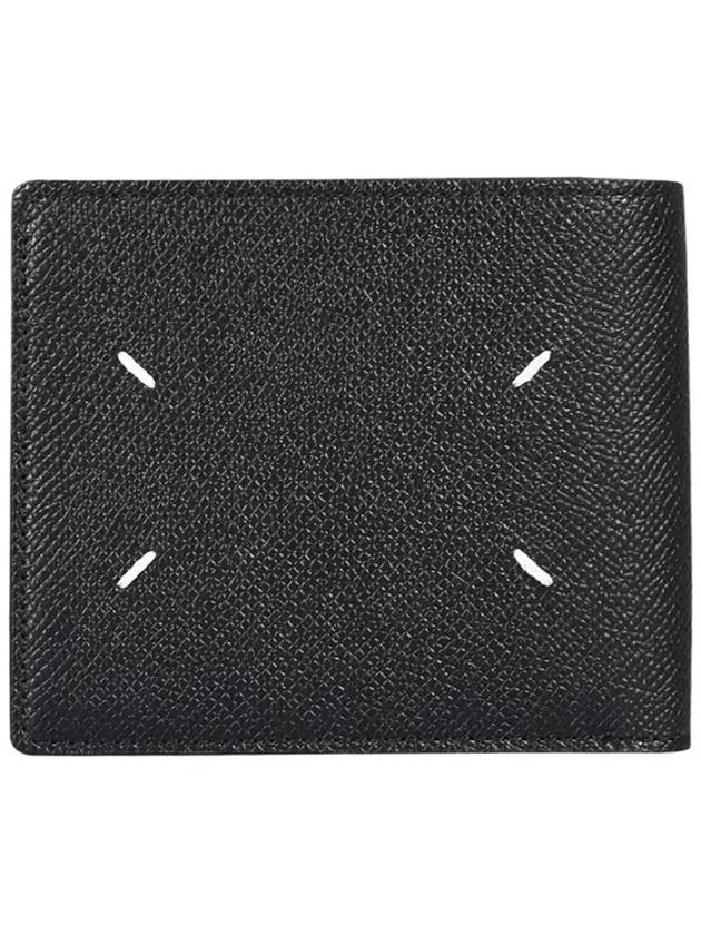 Stitched Bifold Leather Half Wallet Black - MAISON MARGIELA - BALAAN 2