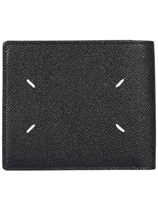 Stitched Bifold Leather Half Wallet Black - MAISON MARGIELA - BALAAN 2