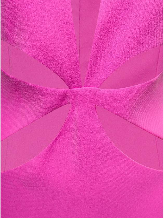 Pink Halterneck Petal Cutout Dress In Tech Fabric Woman - MONOT - BALAAN 3