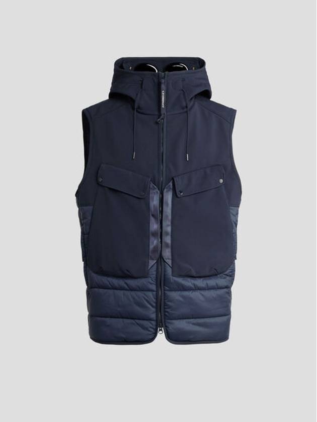 Shell R Mix Goggle Hooded Padded Vest Navy - CP COMPANY - BALAAN 2