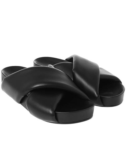 Women's Padded Cross Strap Slippers Black - JIL SANDER - BALAAN 2