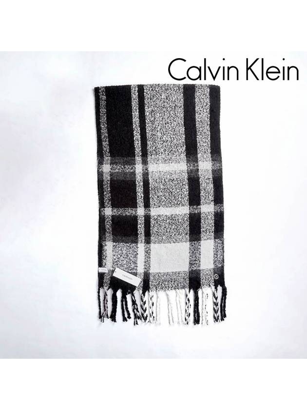 Check Woven Muffler Black Grey - CALVIN KLEIN - BALAAN 2