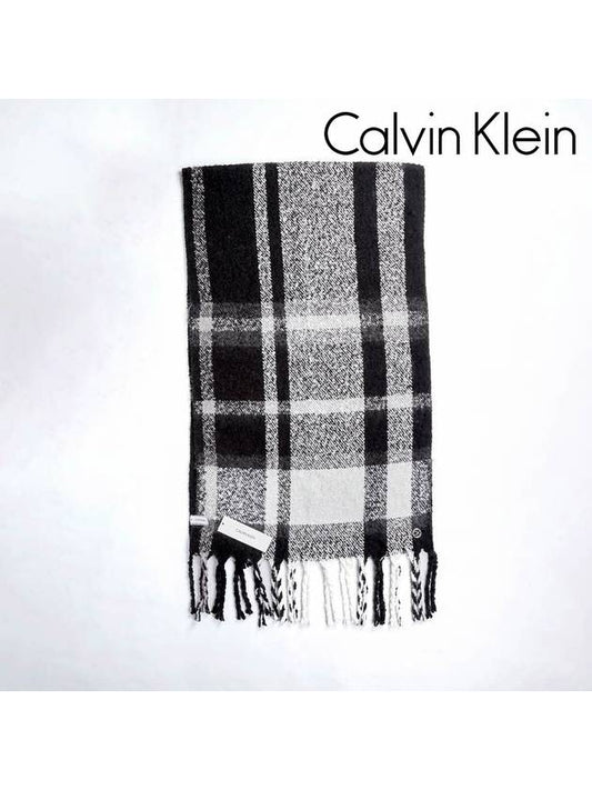 Check Woven Muffler Black - CALVIN KLEIN - BALAAN 2