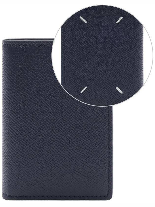 Stitched Bi-Fold Leather Card Wallet Navy - MAISON MARGIELA - BALAAN 2