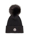 Logo Patch Beanie Black 3B00027M1131 999 - MONCLER - BALAAN 1