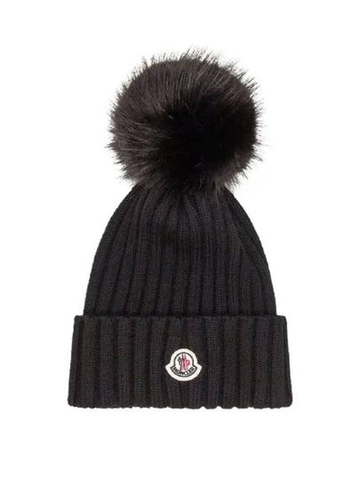 Logo Patch Beanie Black 3B00027M1131 999 - MONCLER - BALAAN 2