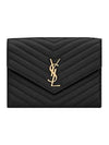 Cassandra Matelasse Flap Lambskin Clutch Bag Black - SAINT LAURENT - BALAAN 1