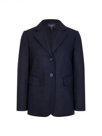 Armani Wonder Week 10 Women s Easy Wool Blend Single Jacket Navy 270610 - EMPORIO ARMANI - BALAAN 1