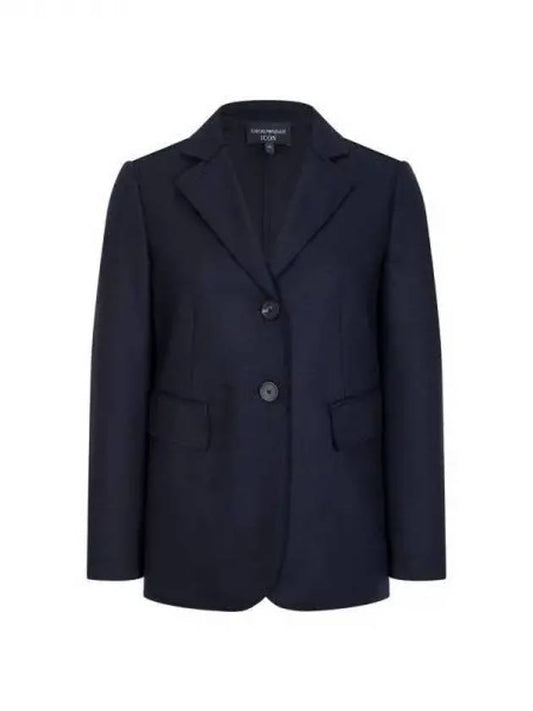 Armani Wonder Week 10 Women s Easy Wool Blend Single Jacket Navy 270610 - EMPORIO ARMANI - BALAAN 1