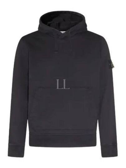 Logo Patch Cotton Fleece Hoodie Black - STONE ISLAND - BALAAN 2