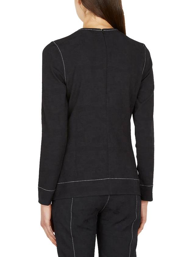 Jacquard Ruched Long Sleeve T-Shirt Black - GANNI - BALAAN 3