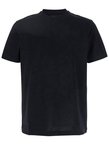 Blue T-Shirt With Logo On The Front Tone-On-Tone In Cotton Man - EMPORIO ARMANI - BALAAN 1