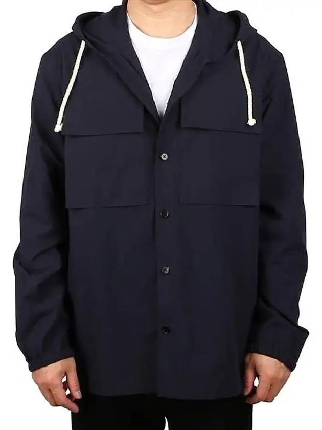 Drawstring Cotton Hooded Jacket Navy - JIL SANDER - BALAAN 2