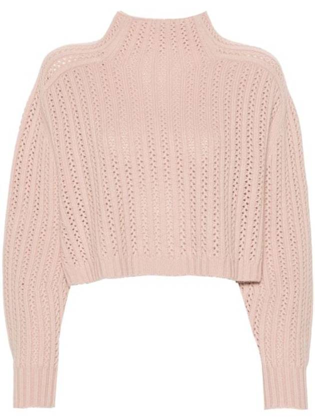 High Neck Back Button Crop Knit Top Pink - MAX MARA - BALAAN 1