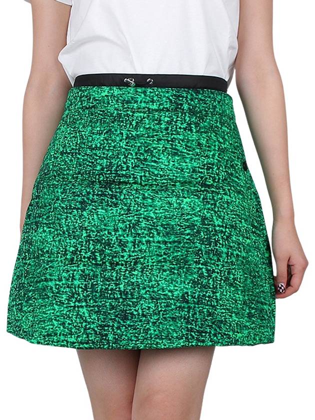 Women's Print Cotton A-Line Skirt Green - MONCLER - BALAAN 3