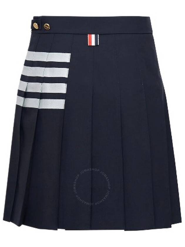 4 Bar Plain Weave Mini Pleated Skirt Navy - THOM BROWNE - BALAAN 3