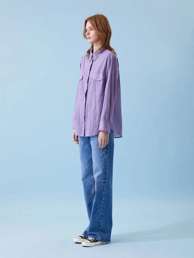 Women's Striped Cotton Asa Washing Shirt Violet - VOYONN - BALAAN 8