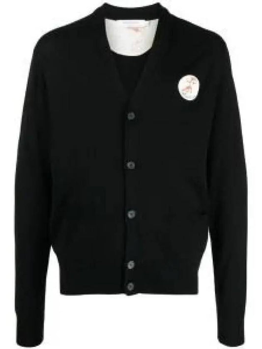 Chest logo patch knit cardigan JM00570KT1036 1231158 - MAISON KITSUNE - BALAAN 1