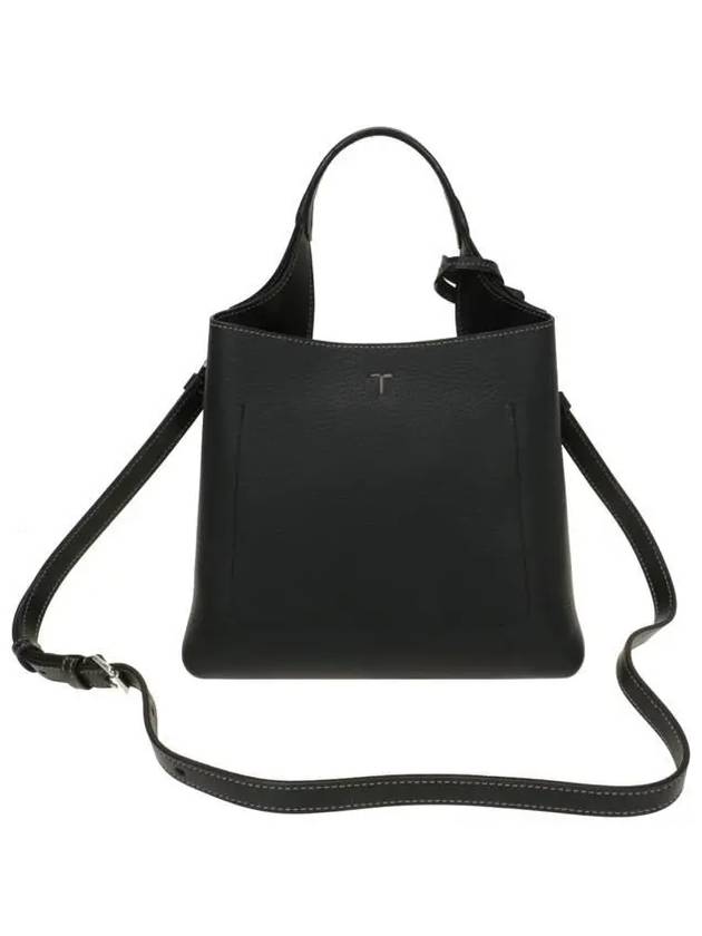 Logo Mini Leather Tote Bag Black - TOD'S - BALAAN 4