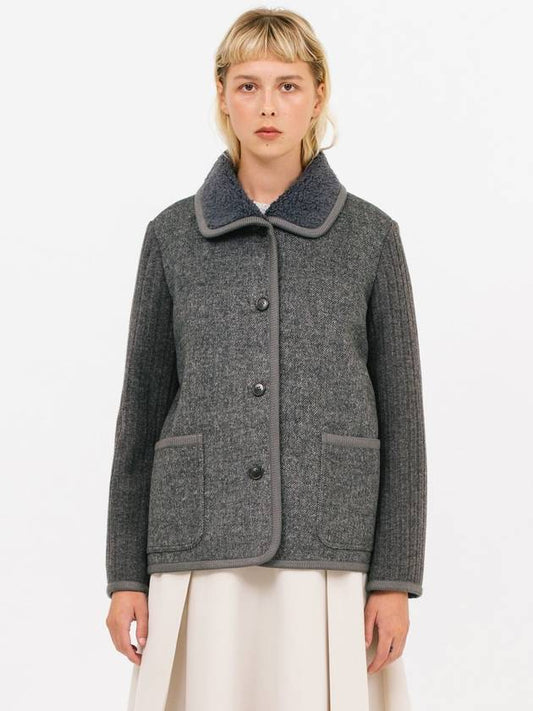 stripe sleeve wool jacketdark gray - JUN BY JUN K - BALAAN 1