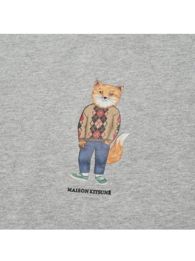 Dressed Fox Print Short Sleeve T-Shirt Grey Melange - MAISON KITSUNE - BALAAN 4