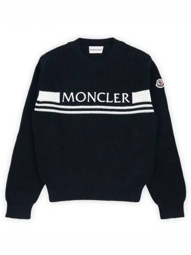 Kids Lettering Logo Embroidery Knit Navy 9C00002 M1367 772 8 10A 270294 1107936 - MONCLER - BALAAN 1