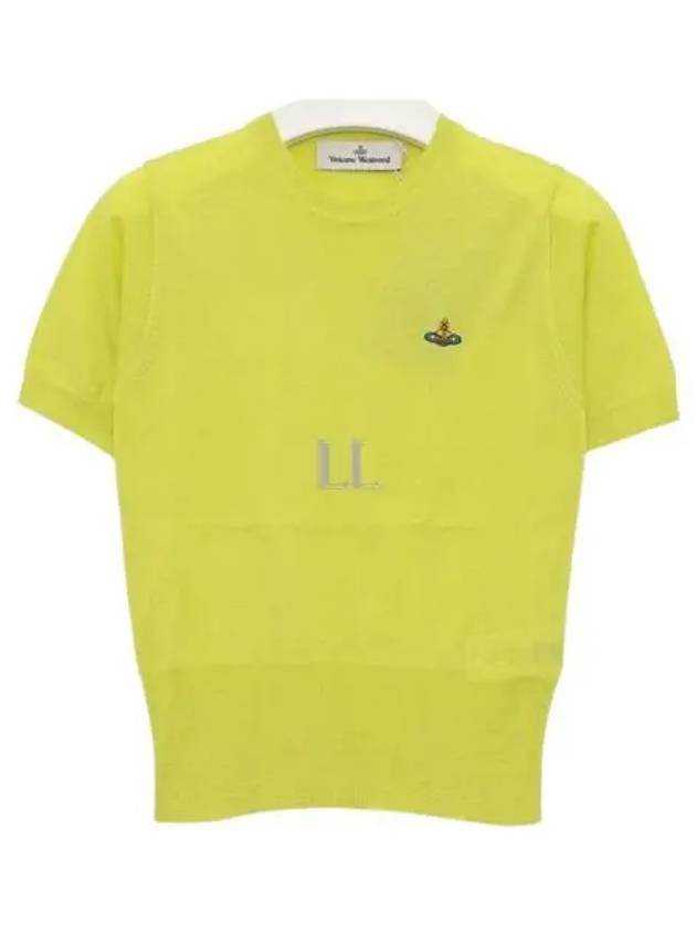 Women's ORB Logo Wool Silk Blend Crop Knit Top Yellow - VIVIENNE WESTWOOD - BALAAN 2