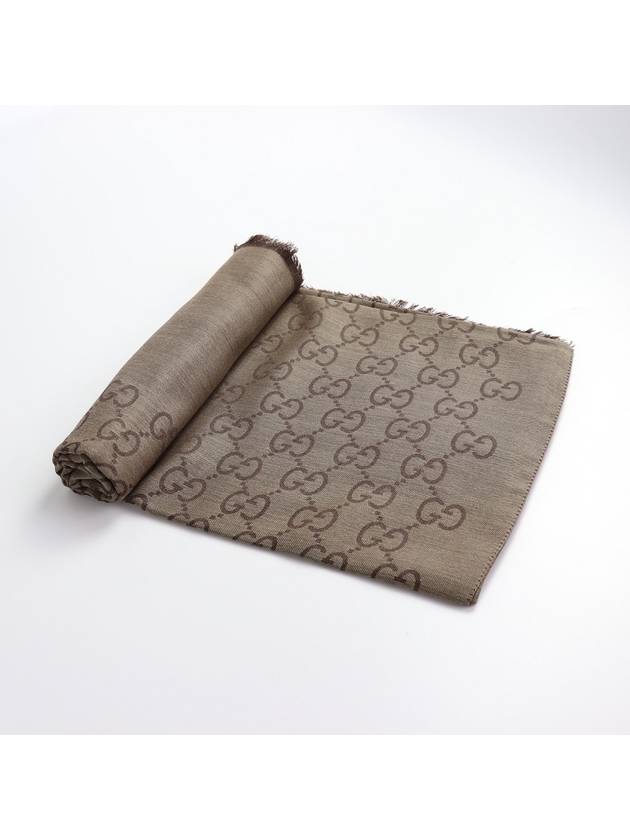 GG Jacquard Wool Silk Muffler Beige - GUCCI - BALAAN 3