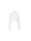 Poplin Crop Cotton Shirt White - MIU MIU - BALAAN 3