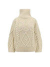 High-neck Aran Alpaca Knit Top Off White - CELINE - BALAAN 2