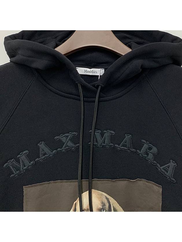 Lillo Graphic Print Cotton Hoodie Black - MAX MARA - BALAAN 6