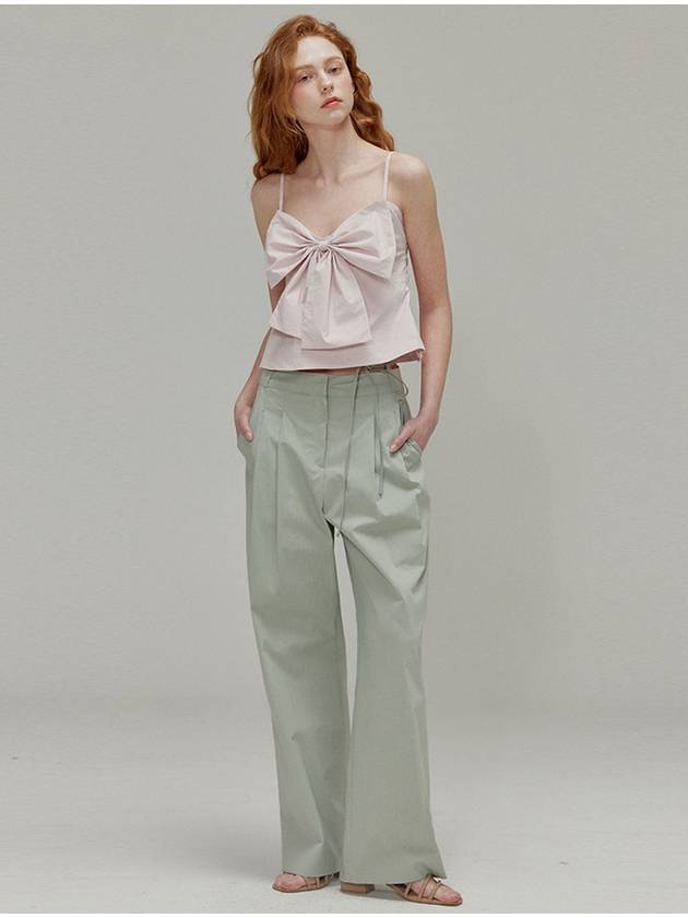 Ribbon Cotton Two Tuck Wide Pants Khaki - OPENING SUNSHINE - BALAAN 1