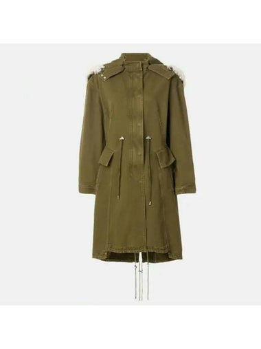 WoMen's Fur Olive Long Parka Oversized Coat Khaki - ALEXANDER MCQUEEN - BALAAN 1