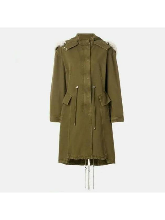 Women's Fur Olive Long Parka Oversized Coat Khaki - ALEXANDER MCQUEEN - BALAAN 1