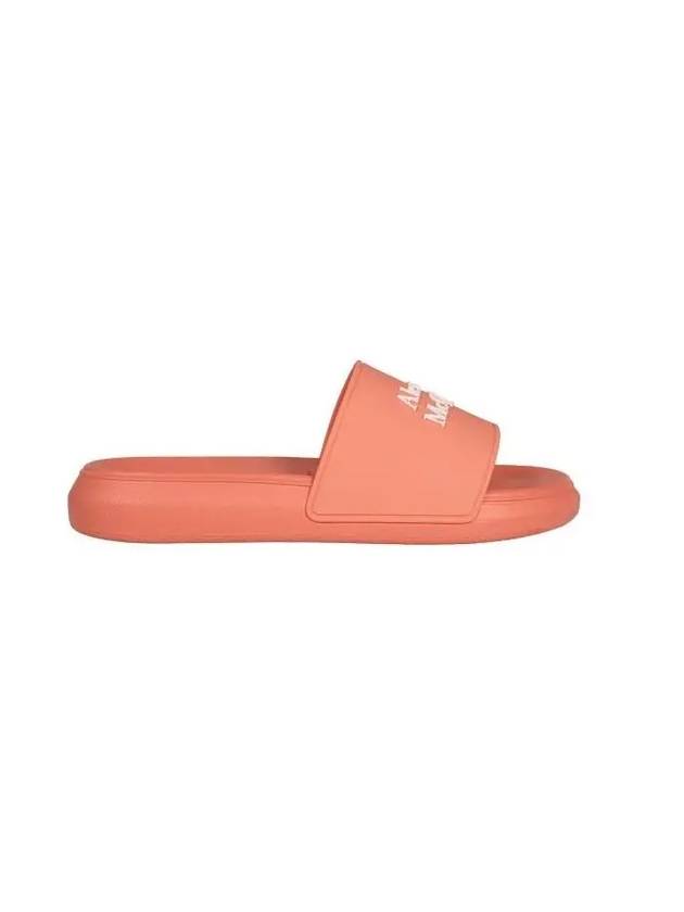 Embossed Logo Rubber Slippers Orange - ALEXANDER MCQUEEN - BALAAN.