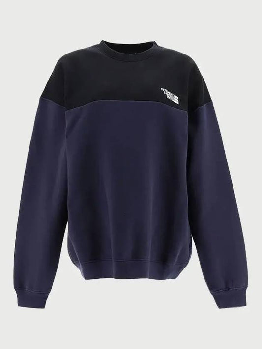 ColORBlock Crew Neck Sweatshirt Black Blue - VETEMENTS - BALAAN 2