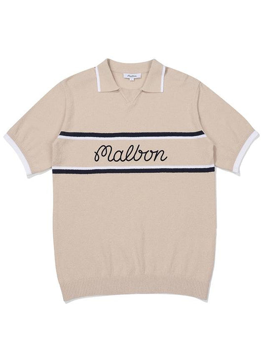 Marlbon Script Sweater BEIGE MAN M3221PKT01BEI - MALBON GOLF - BALAAN 2