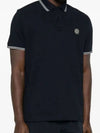 Stretch Cotton Pique Short Sleeve Polo Shirt Navy - STONE ISLAND - BALAAN 3