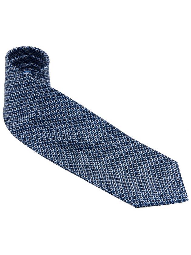 Gancini Pattern Silk Tie Blue - SALVATORE FERRAGAMO - BALAAN 3