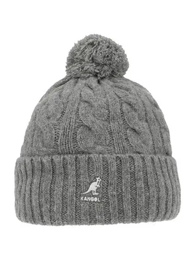 K4460SM GRAY Cable Knit Pom Beanie Hat - KANGOL - BALAAN 2