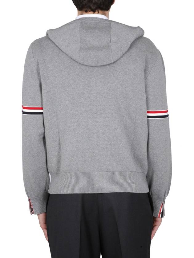 Cotton Milano Armband Zip Up Hoodie Light Grey - THOM BROWNE - BALAAN 4