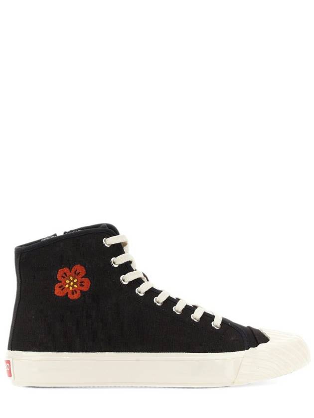 School Boke Flower Cotton High-Top Sneakers Black - KENZO - BALAAN 3