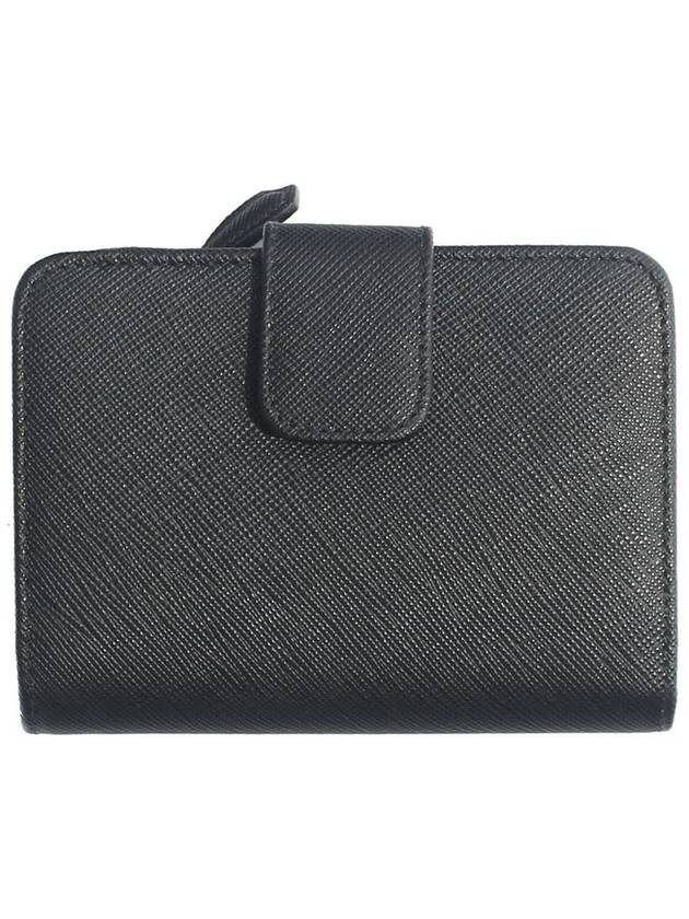 Small Saffiano Leather Half Wallet Black - PRADA - BALAAN 3