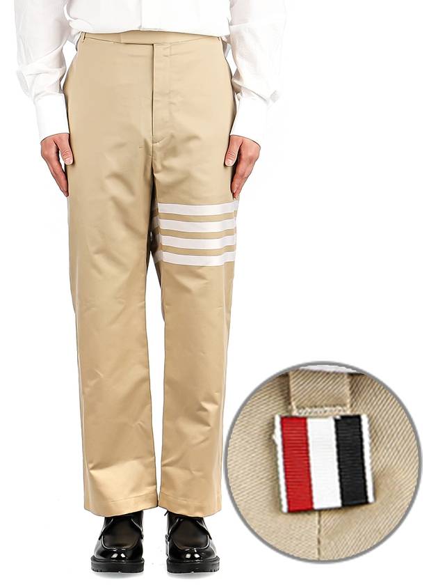 4 Bar Stripe Cotton Straight Pants Beige - THOM BROWNE - BALAAN 2