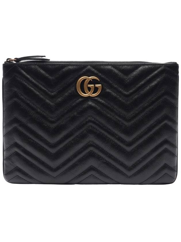 GG Marmont Leather Pouch Bag Black - GUCCI - BALAAN 3