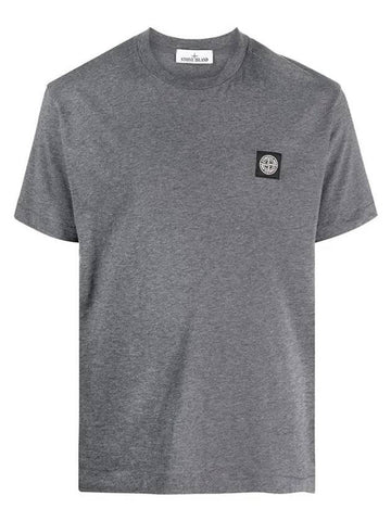 Slimfit Cotton Jersey Short Sleeve T-shirt Dark Grey - STONE ISLAND - BALAAN 1