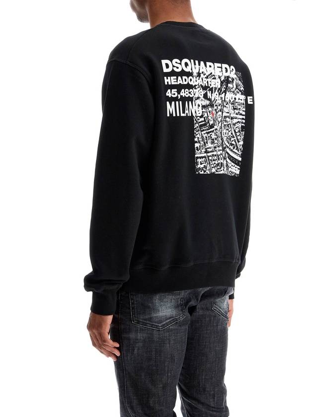 black cotton crewneck sweatshirt with embroidered logo - DSQUARED2 - BALAAN 3