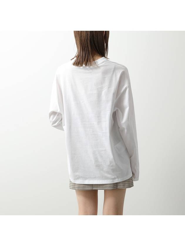 Logo Embroidered Cotton Long Sleeve T-shirt White - MIU MIU - BALAAN 3