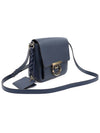 21 G977 Navy calfskin gold plated Gancini LOCK O medium flap cross bag - SALVATORE FERRAGAMO - BALAAN 3